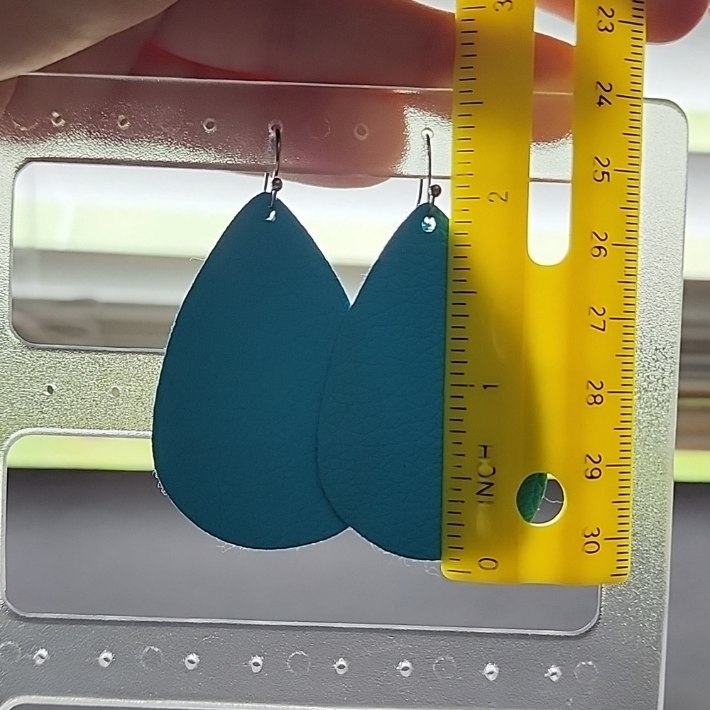 Handmade  Blue Teardrop Earrings - Picture 3 of 4